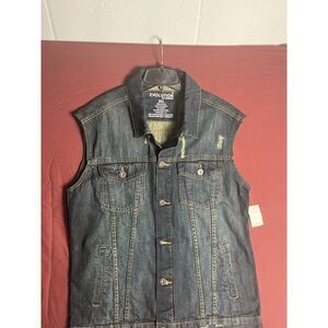 Evolution And Design Man, Jean Vesti, Blue, And Orange Rustic Stitches